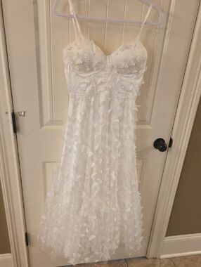 Windsor White Strapless Petal Appliqué Midi Dress